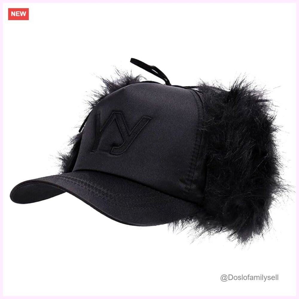 Faux Fur Baseball Cap Winter Trapper Hat Plush Ear Warmer Grunge Style